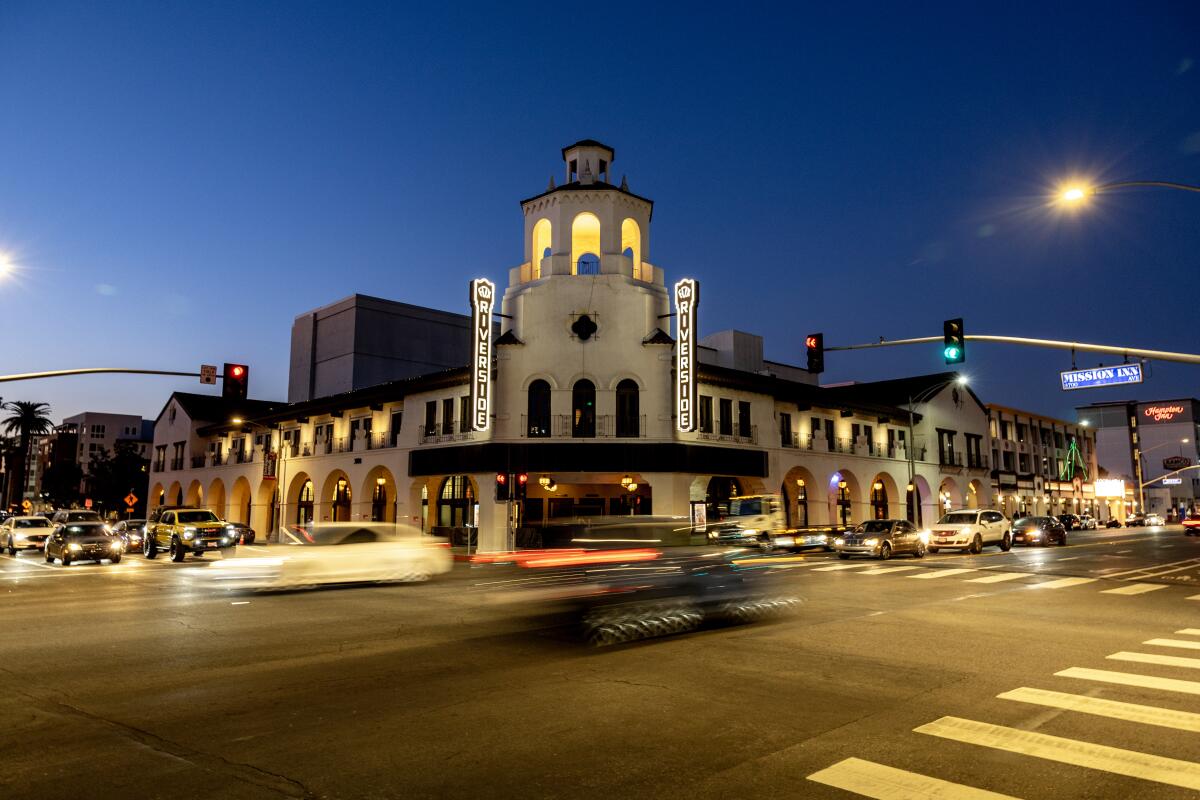 Riverside street scene at night
